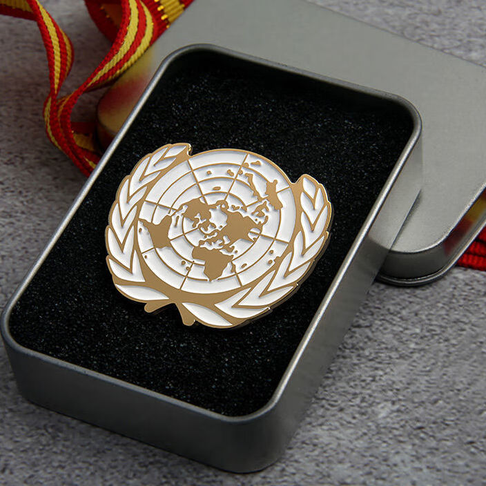 *联合国可持续发展目标金属徽章定做维和部队胸针制作胸章定制 两枚装