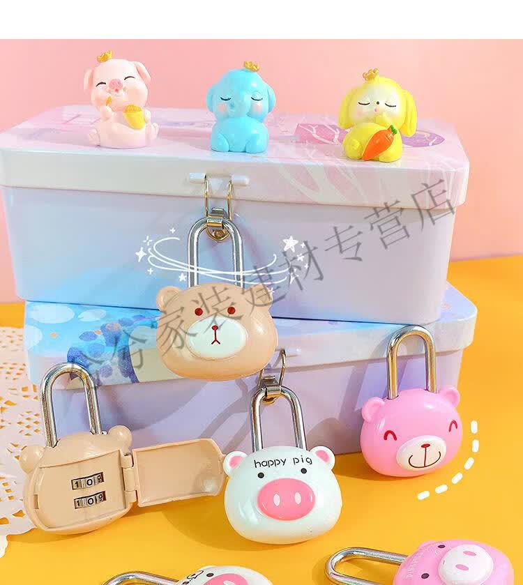 密码锁卡通行李箱密码锁挂锁小型柜子可爱迷你学生宿舍儿童书包锁防盗