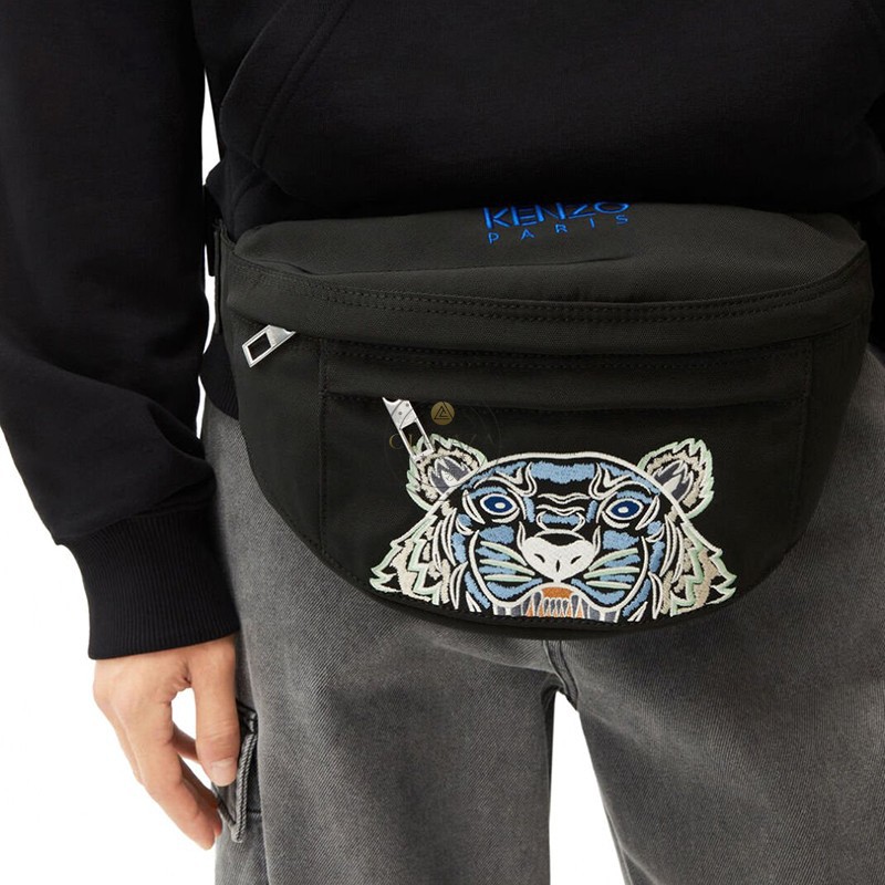 高田贤三kenzo男包腰包男士奢侈品tiger虎头图案刺绣织物胸包单肩包斜
