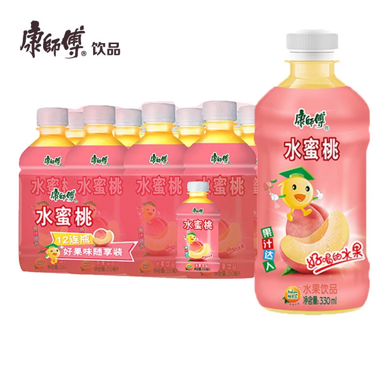 康师傅水蜜桃果汁330ml*12/24小瓶装野炊聚餐果味饮料整箱 水蜜桃12瓶