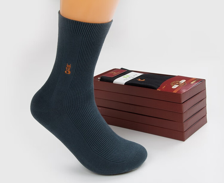 细偲曼小银狐袜子男夏款中筒袜吸汗黑长袜男士棉袜商务男袜棉质 深色
