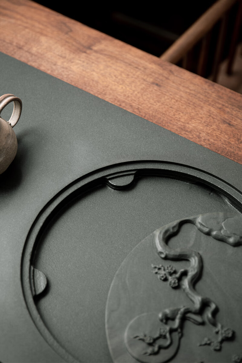 天罗绿石茶盘隐域浮雕乌金石茶盘天罗绿石茶海中式复古风石材茶台商用