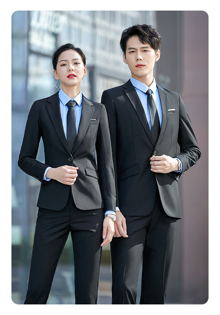 五沃 职业西装套装男女同款企业单位工装教师银行西服销售4s店团体