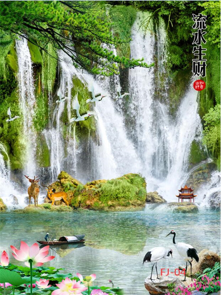 主播装饰快手抖音背景墙外景山水风景3d背景布西瓜红宽15高2米写真布