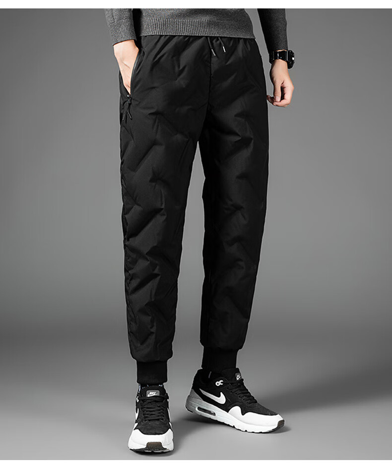 羽绒裤男外穿超薄轻薄棉裤男 秋冬外穿加厚保暖男装运动束脚休闲长裤