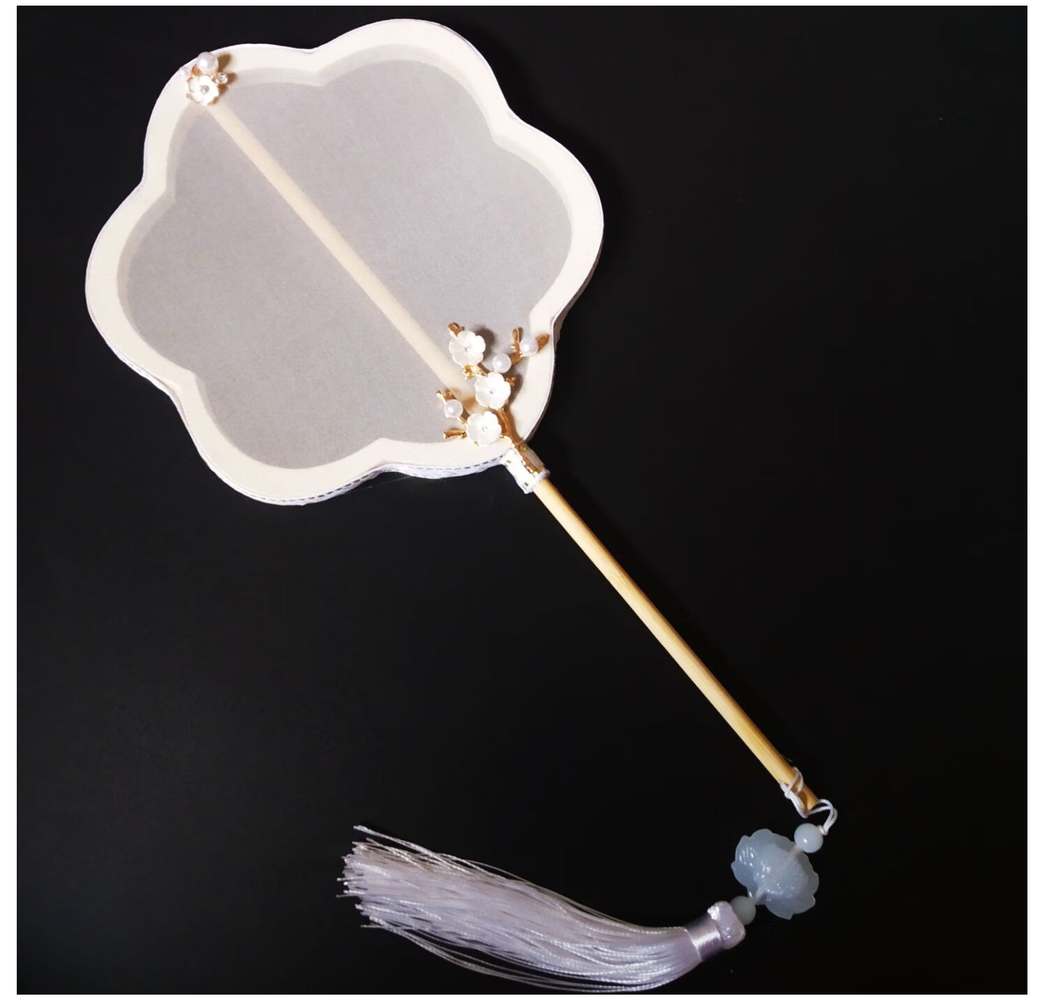 扇子女古风圆中国风古典女汉服舞蹈扇拍照扇团扇宫扇异形长柄 一剪梅