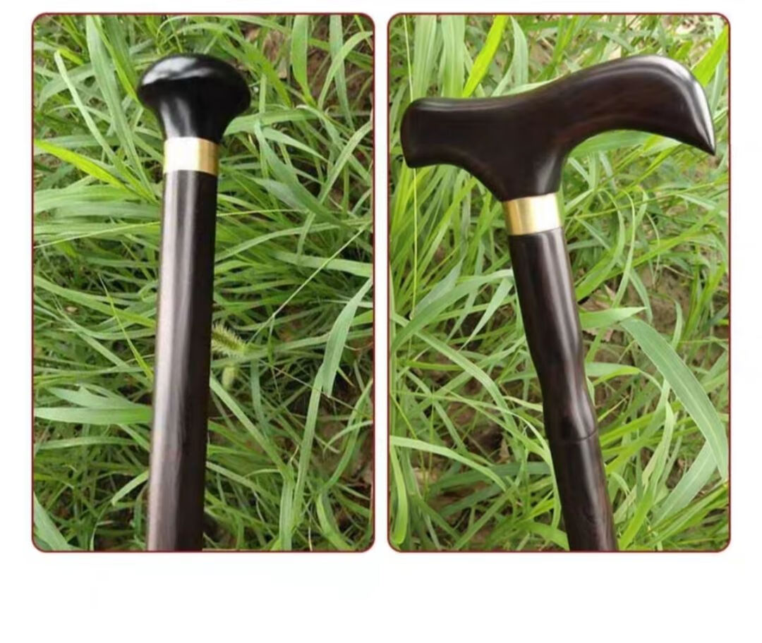 【京健康】实木老人防滑拐杖圆头三节文明棍手杖登山杖拐棍富林 圆头