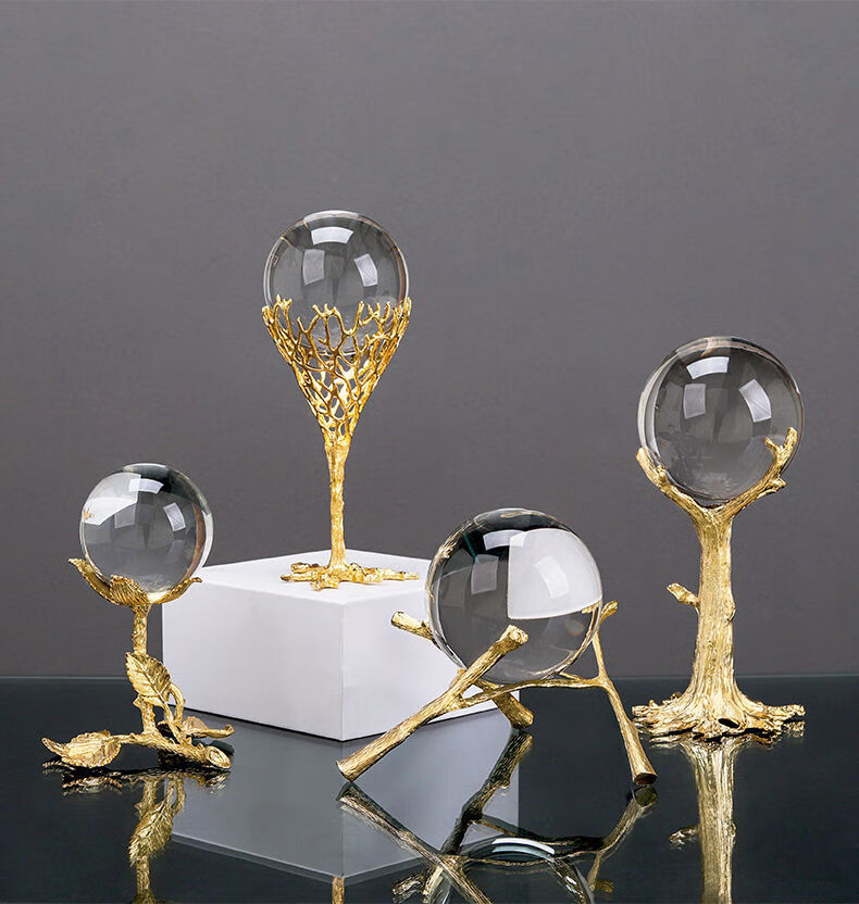 北欧创意树杈水晶球装饰品摆件客厅店铺办公桌上ins风摆设工艺品
