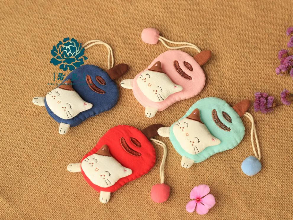 采宁韩国女抽拉式卡通猫咪小挂件公仔迷你可爱车钥匙扣布艺抽绳钥匙包