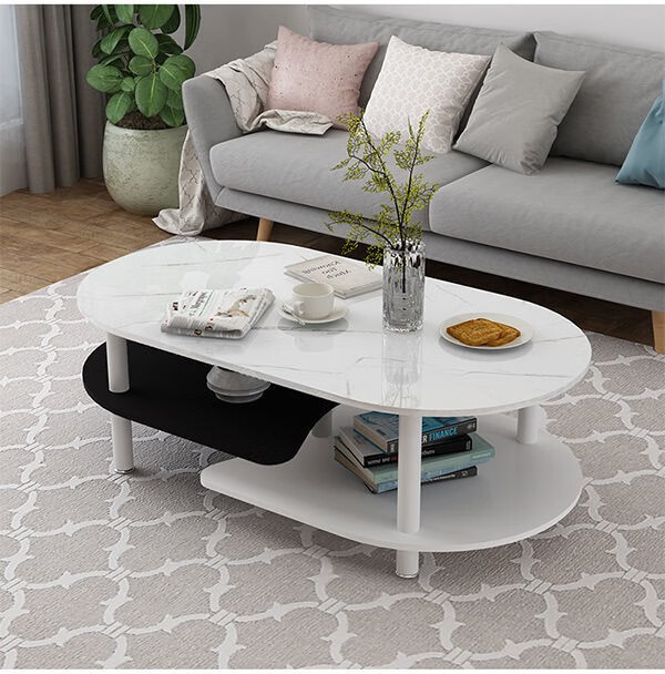 北欧茶几小户型客厅2021年新款玻璃椭圆形茶几桌双层电视柜组合 长度