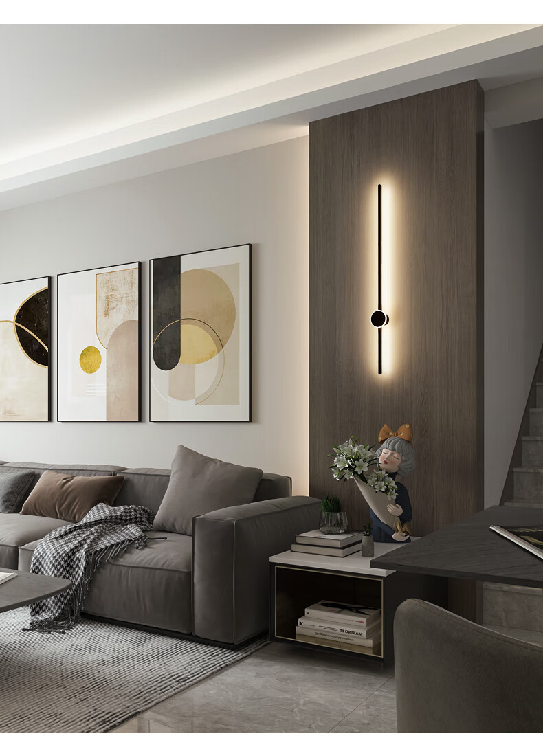 极简长条壁灯客厅格栅电视背景墙壁灯轻奢创意卧室床头充电免接线yz