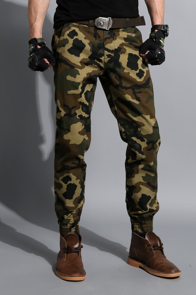 ak army男装工装裤子男纯棉迷彩长裤户外运动束脚裤军迷彩裤小脚裤