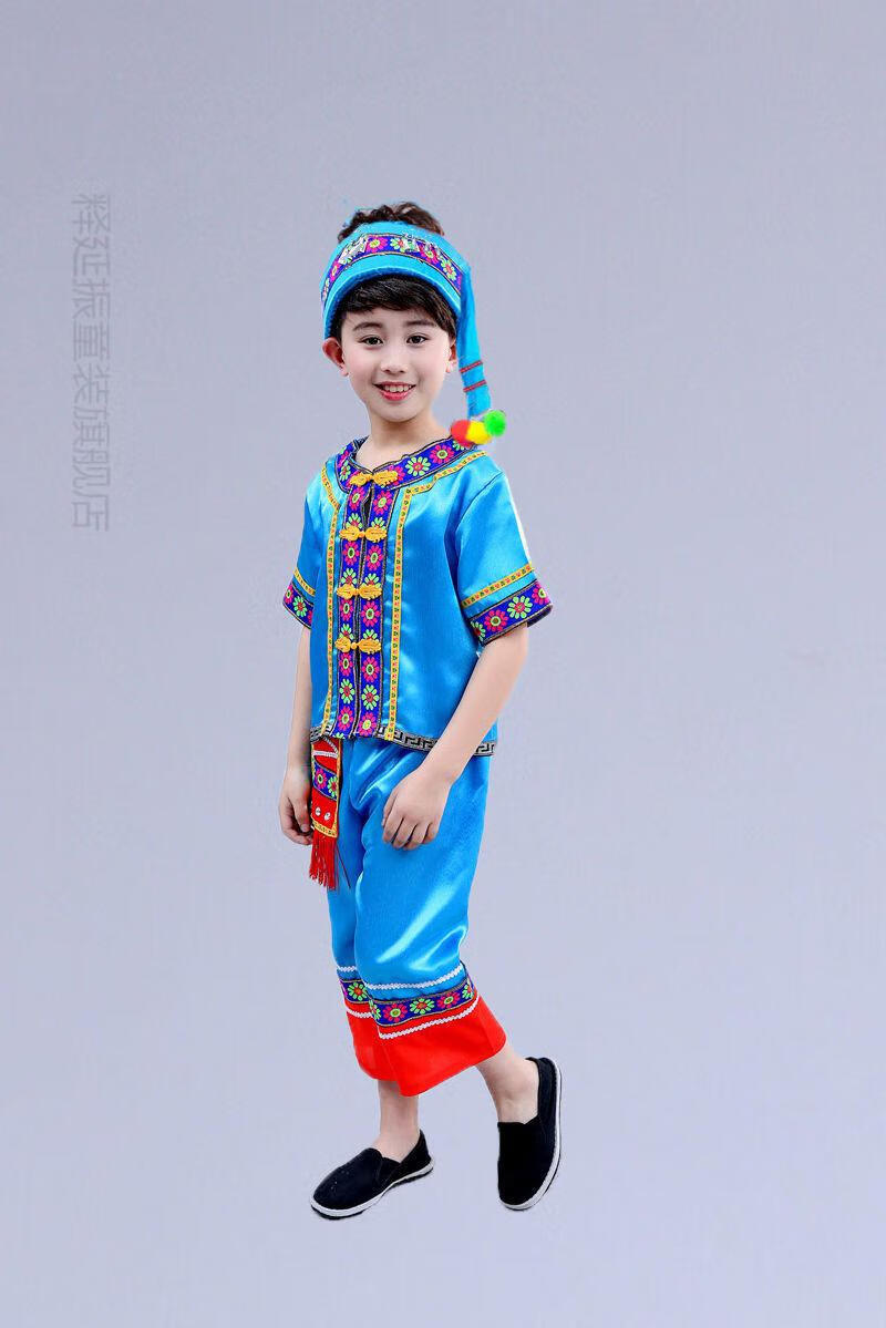 少数民族服装傣族儿童服装男童少数民族舞蹈服云南佤族葫芦丝小男孩表