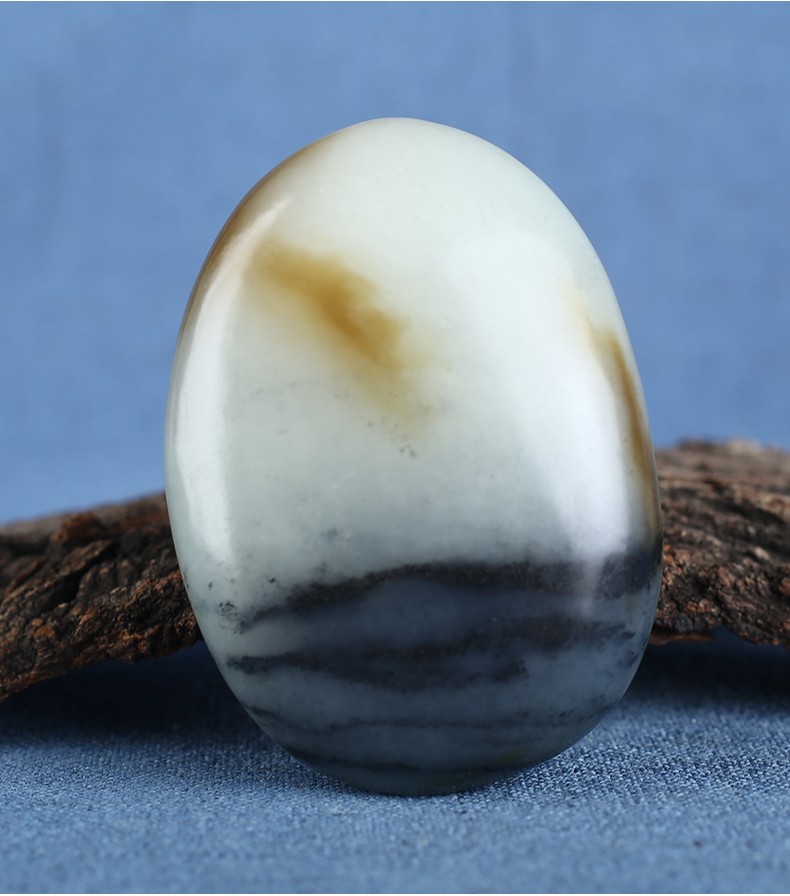 大福报新疆和田玉青花料原石手把件天然青花玉糖白玉把玩件玉石文玩