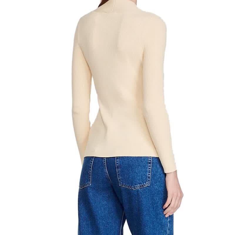 sandro 女士棕色粘胶纤维/锦纶混纺罗纹饰面v领针织毛衣 棕色 2【图片