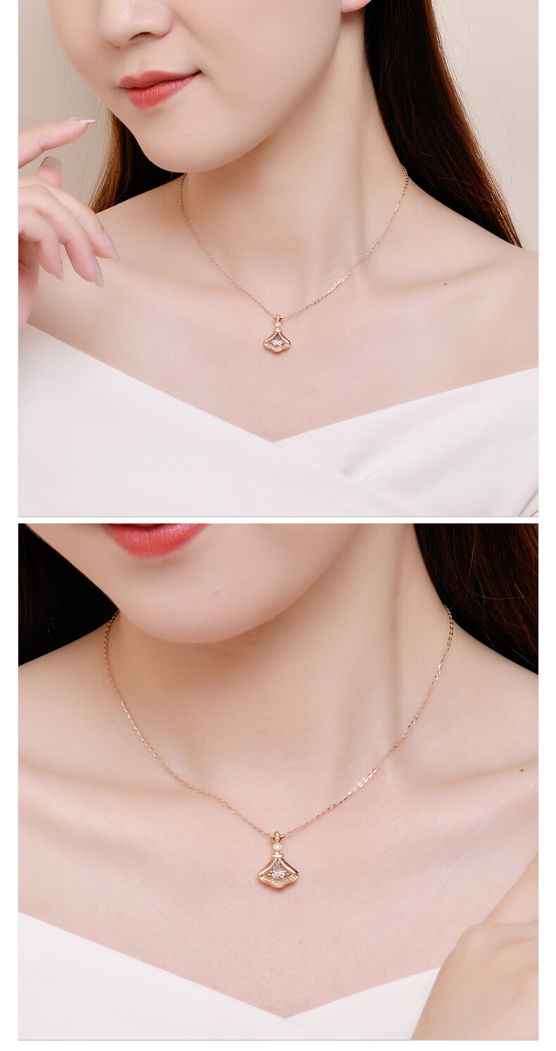魏天选钻石项链女灵动小裙子吊坠彩金锁骨链时尚饰品七夕情人节礼物送