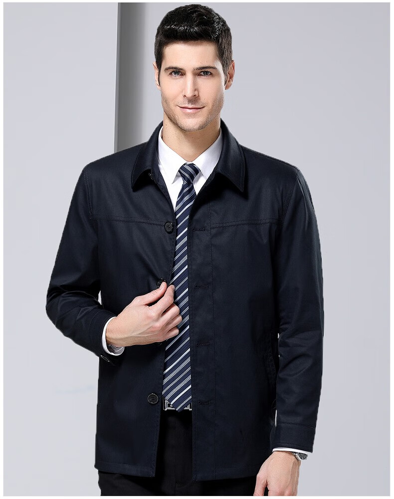 金盾(kindon)中年男士夹克男外套春2020秋季新款中老年男士纯棉翻领