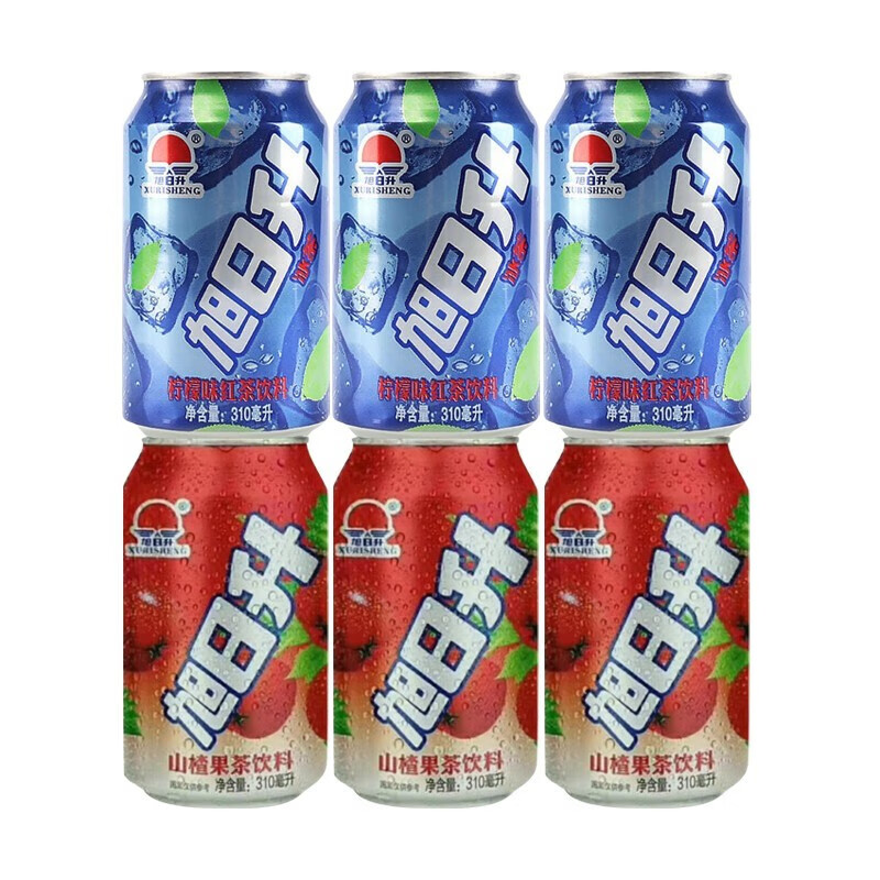 旭日升冰红茶柠檬味山楂味果味凉茶饮料310m12罐整箱儿时的甜味夏季