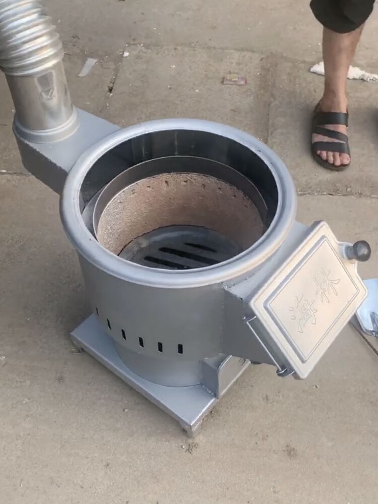 柴火灶铸铁家用节能户外取暖气化炉做饭烧木柴煤炭室内升温养殖银色加