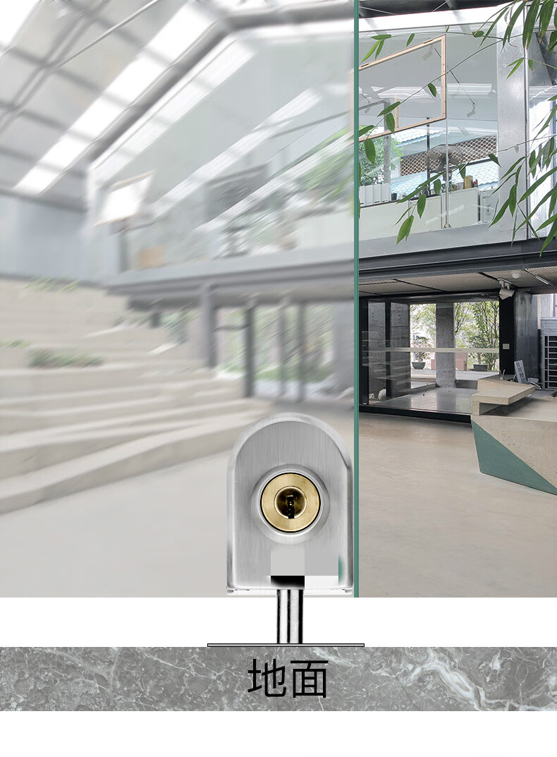 不锈钢玻璃门地锁地插销免打孔玻璃门插销锁单门双门地插玻璃门锁239h