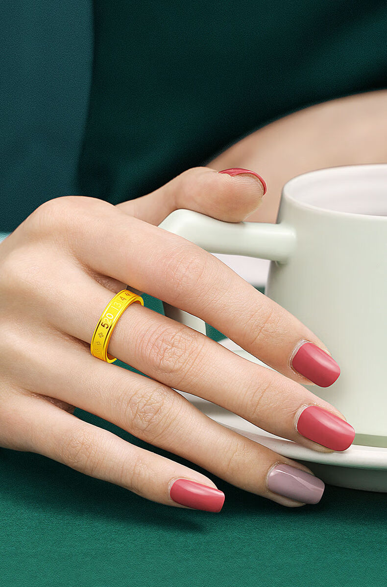 黄金戒指男女情侣款对戒一对3d硬金999足金1314婚戒520金戒指 11号