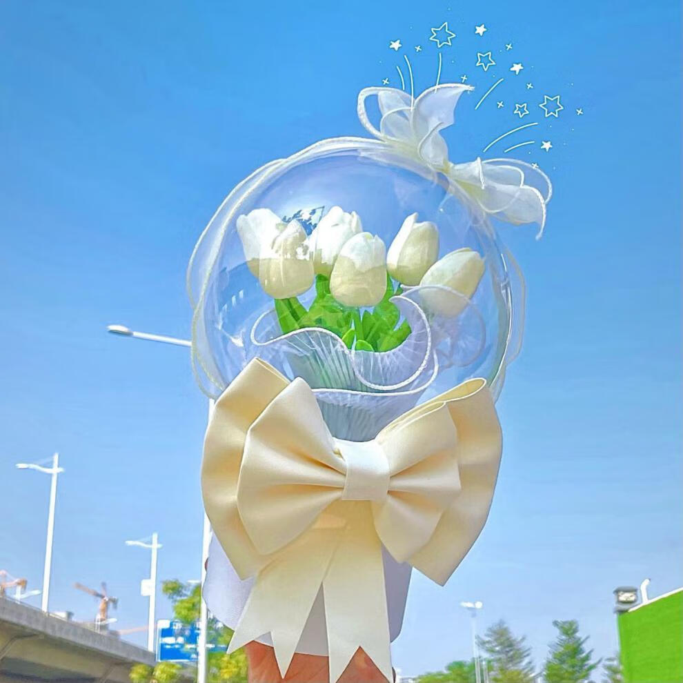 极固 郁金香抱抱桶波波球花束diy材料包生日礼物闺蜜七夕情人节 包含
