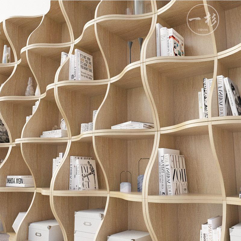 图书馆书架异形创意艺术隔断单元格叠加网红书架图书馆绘本架落地 b款