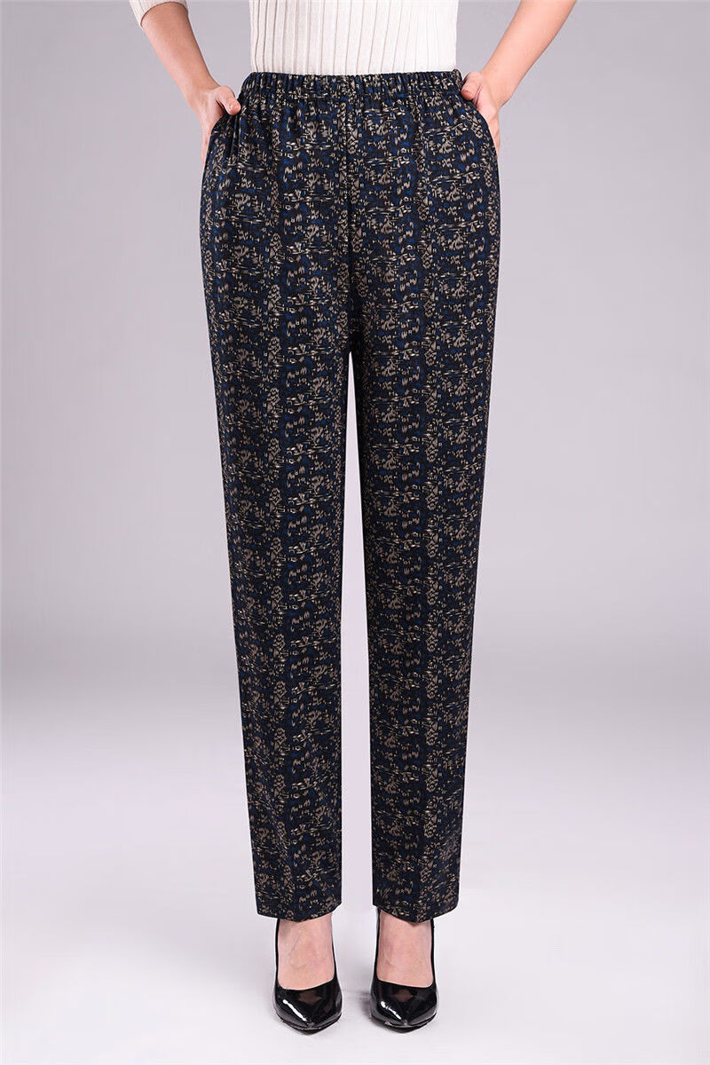 辛晨曦中老年人女裤妈妈裤弹力高腰休闲长裤加绒奶奶裤老太太花裤子