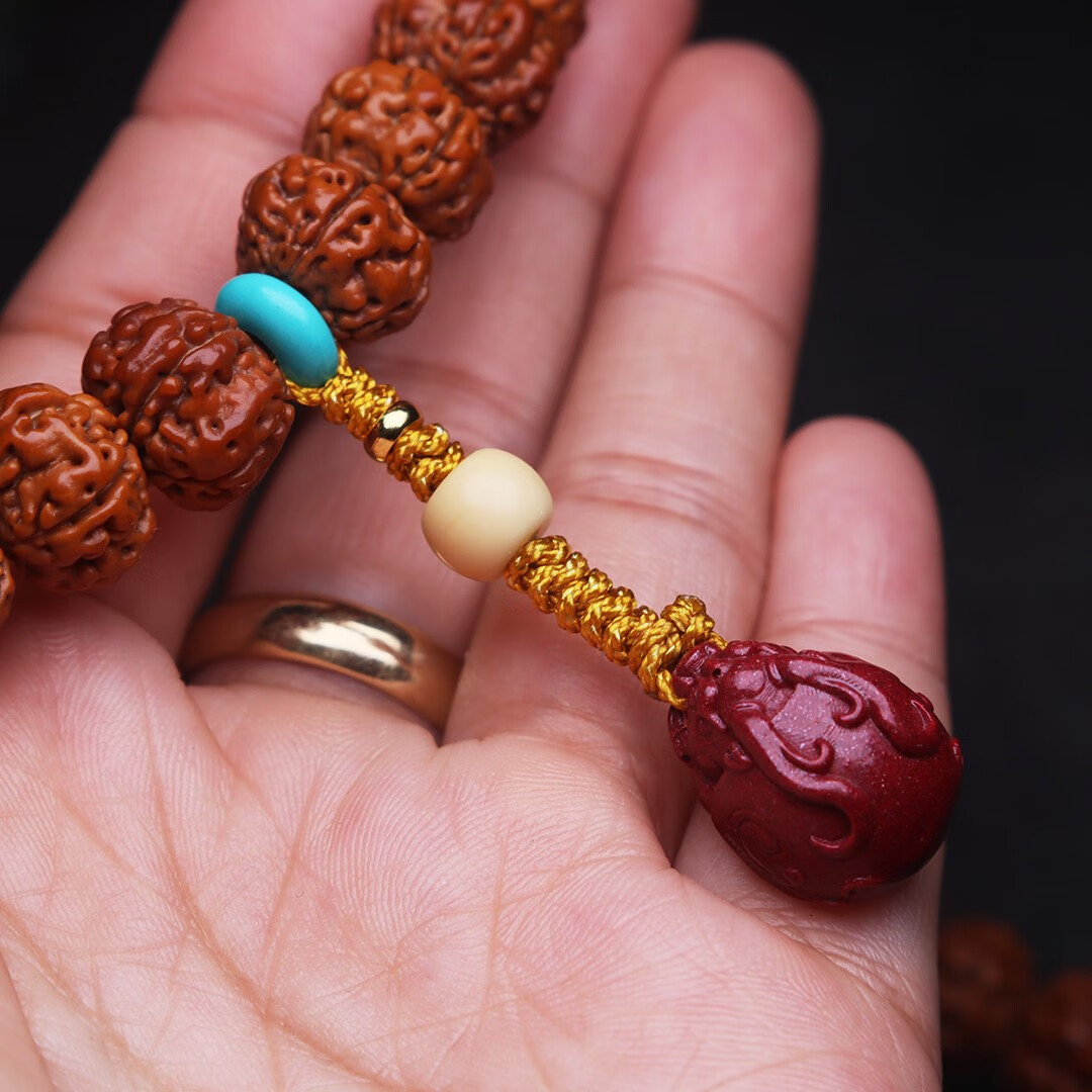 硕熙 朱砂红砂貔貅龙龟侧挂手机包挂菩提手串108长串 diy文玩配饰