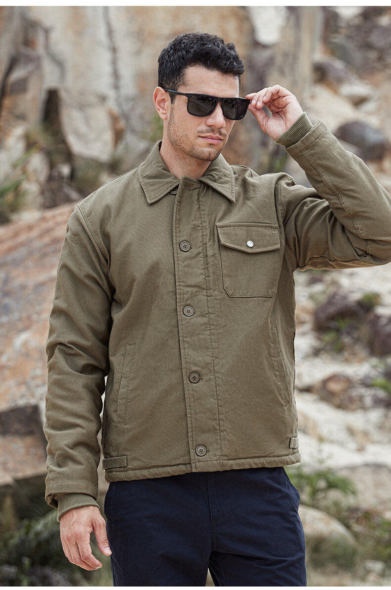 akarmy男装deckjacket海军甲板服加厚外套男a2羊毛夹克n1棉服深蓝xl