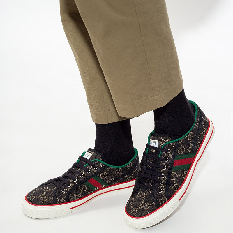 gucci/古驰新款复古休闲鞋 古奇1977系列男士帆布运动鞋 gg牛仔提花