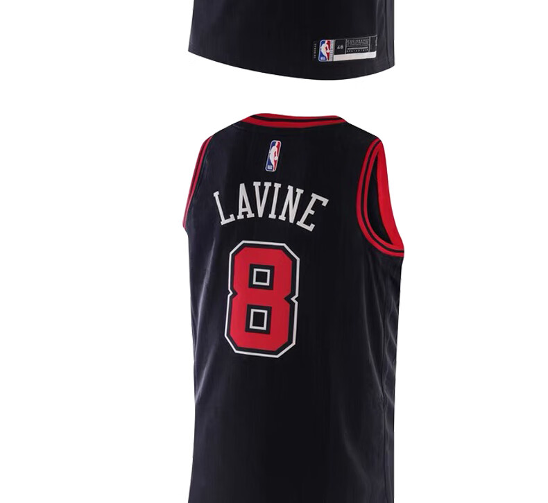 腾讯体育同款扎克拉文8号球衣芝加哥公牛队红色白色黑色速干篮球服