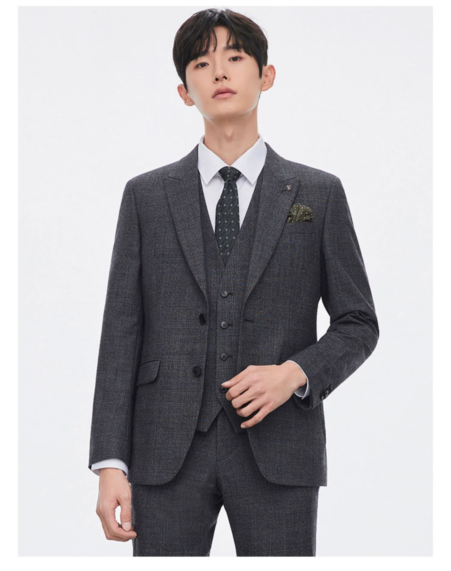 ziozia西服男秋冬新品韩版商务正装礼服时尚西服外套zsb14903c灰色