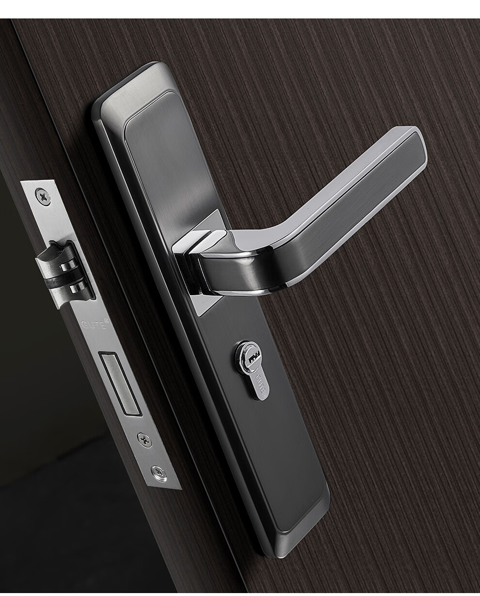 固特gute 黑色房门锁卧室内分体门锁美式卫生间实木门把手静音门锁具