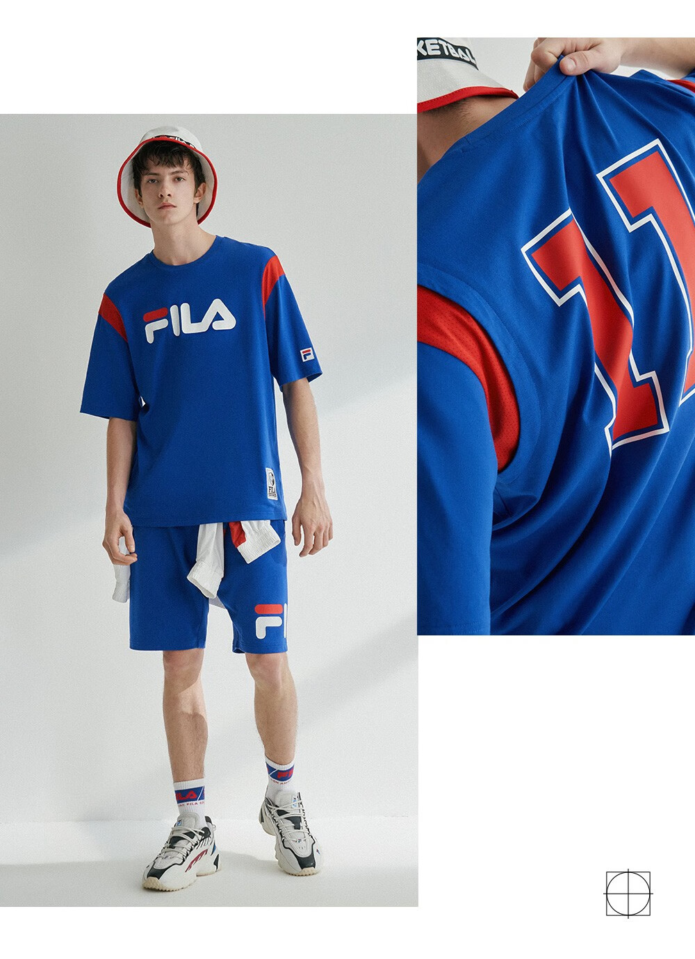 filafusion潮牌男子短袖t恤春夏撞色logo街头时尚运动圆领上衣t11m02