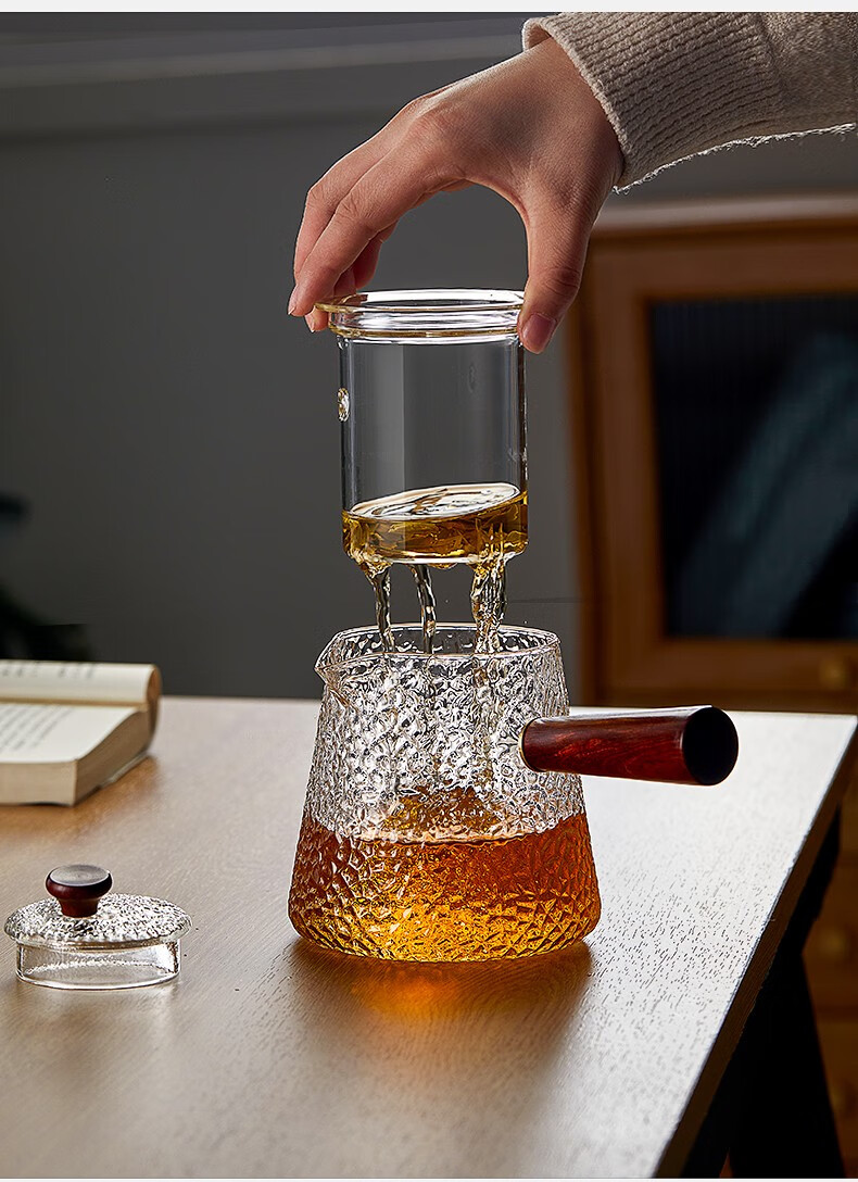 耐热玻璃煮茶壶可电陶炉加热煮茶器带过滤茶水分离侧把烧水壶普洱白茶