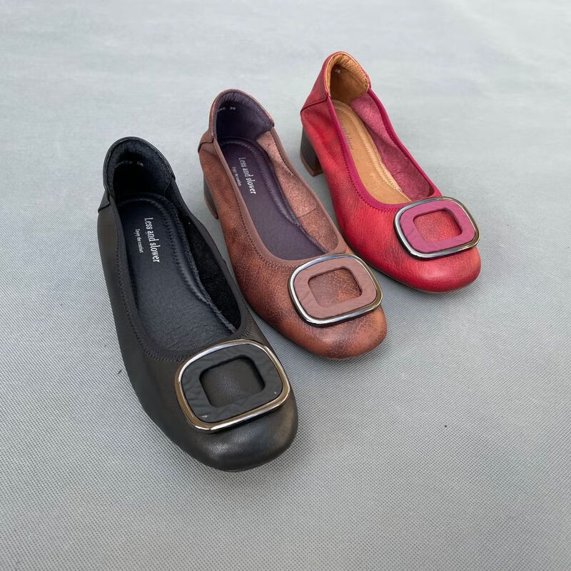 大码女鞋40-43宽胖脚特大低跟牛皮浅口女单鞋四季鞋 好穿 有4243大码