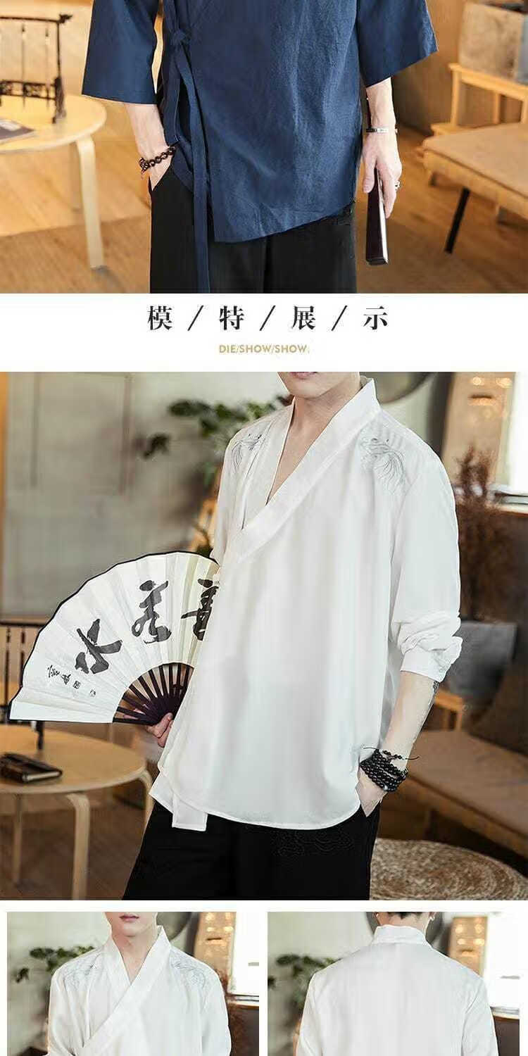 加梵森【】斜襟禅服王也道长古装同款衣服中国风武当复古风道袍