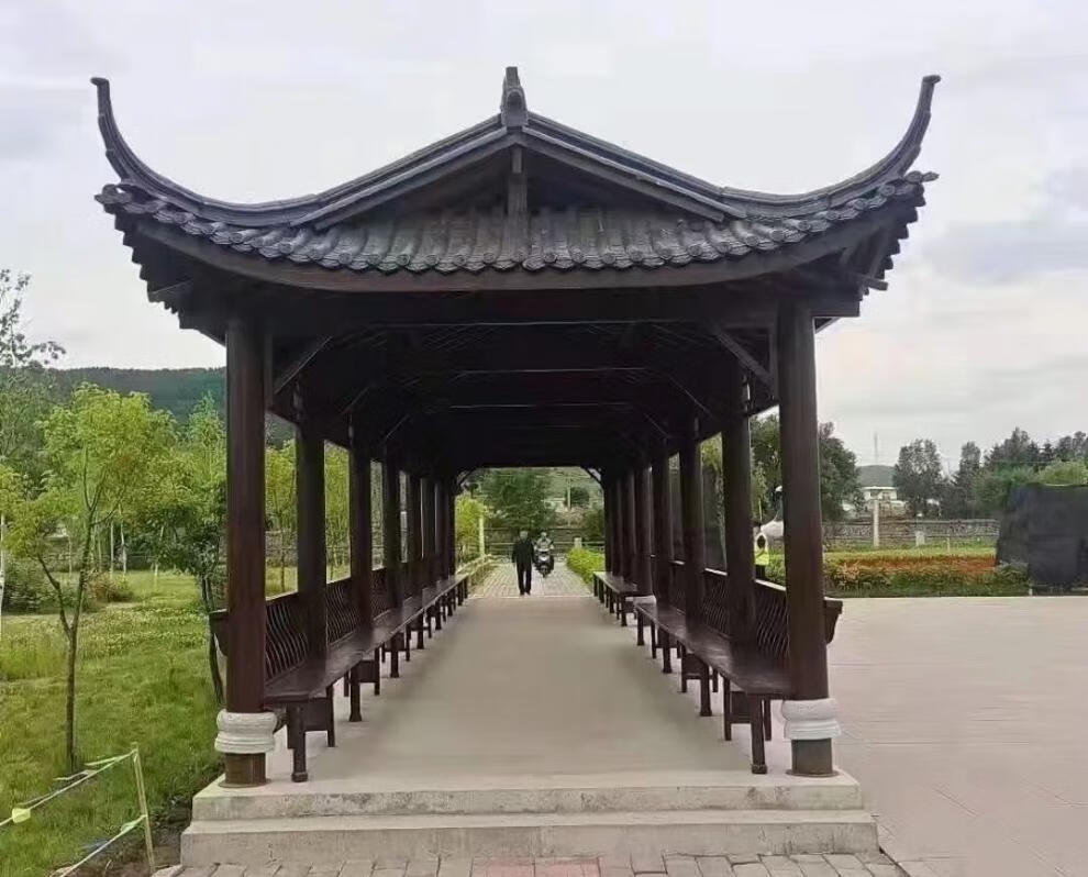 辉煌六角凉亭户外防腐木凉亭菠萝格凉亭双层凉亭景观庭院廊亭乡村亭子