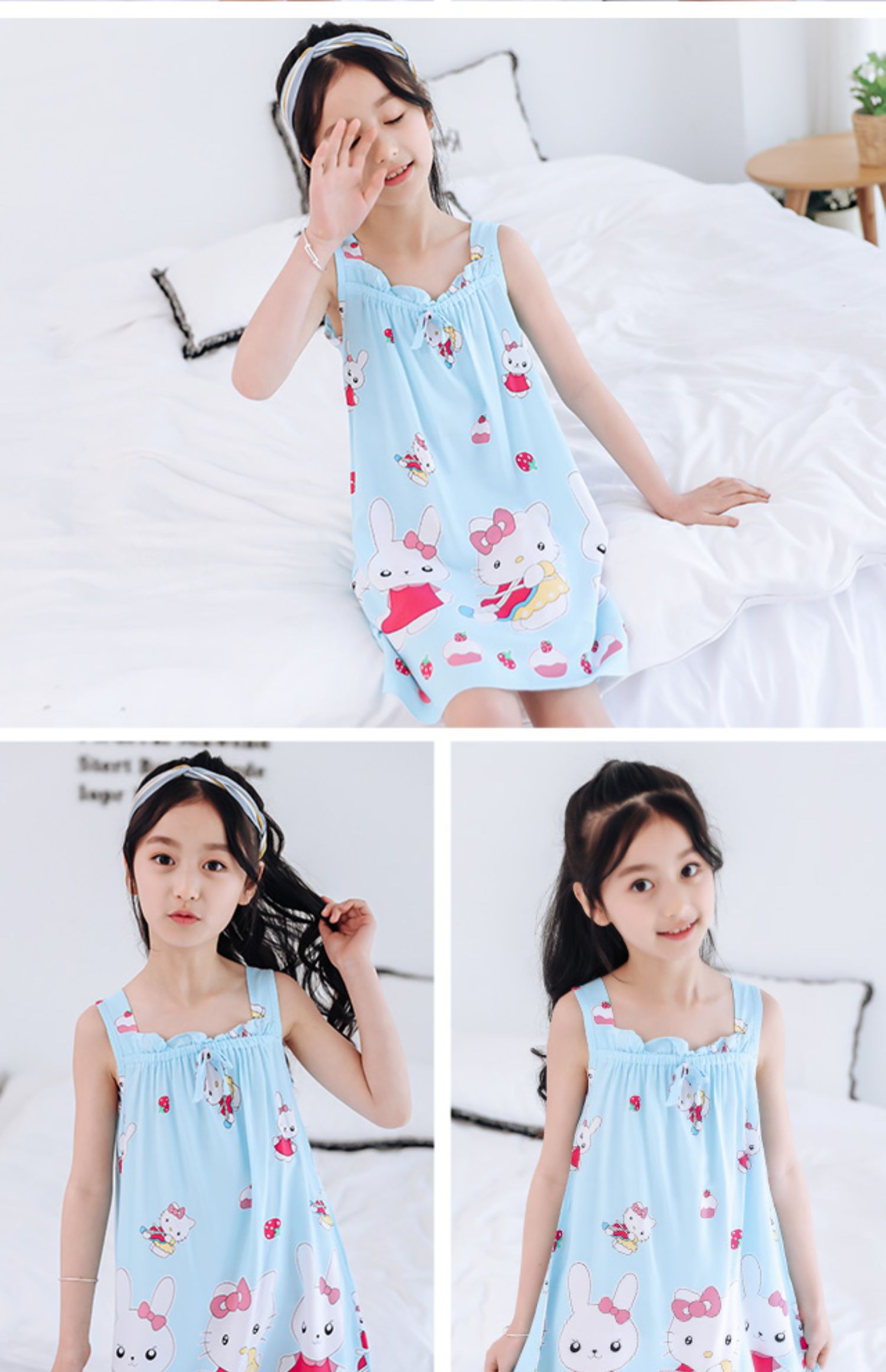 女童睡裙夏季薄款棉绸公主吊带裙儿童裙子小女孩无袖睡衣家居服ddx