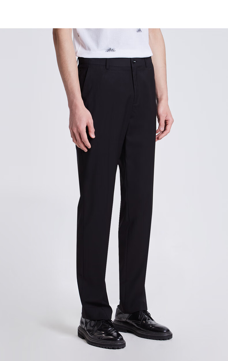 利郎官方西裤男商务休闲夏季刺绣男士西裤 黑色(21xck10301) 32/80a