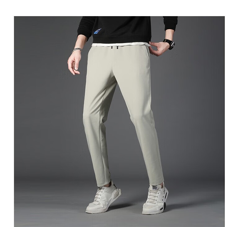 卡帝乐鳄鱼 cartelo 裤子春秋季厚款男士休闲裤韩版修身纯色百搭松紧