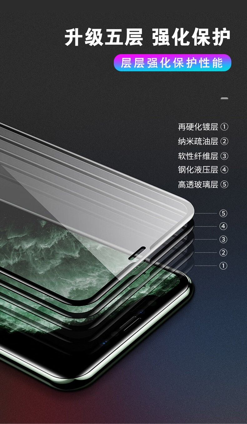 曼卓苹果钢化膜全玻璃防指纹钻石膜xxsxr11poriphonexsmax全屏防爆