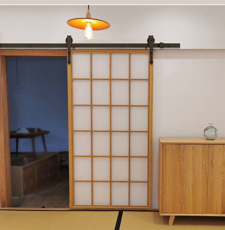 日式推拉门谷仓门实木移门厨房门卫生间门玻璃门吊滑门定制吊轨门定做