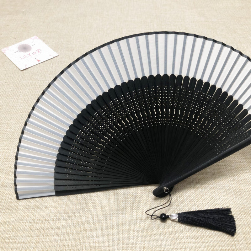 7寸日式和风折扇纯色真丝竹扇礼品扇男女夏季扇子 夏季折叠扇 无邪-绛