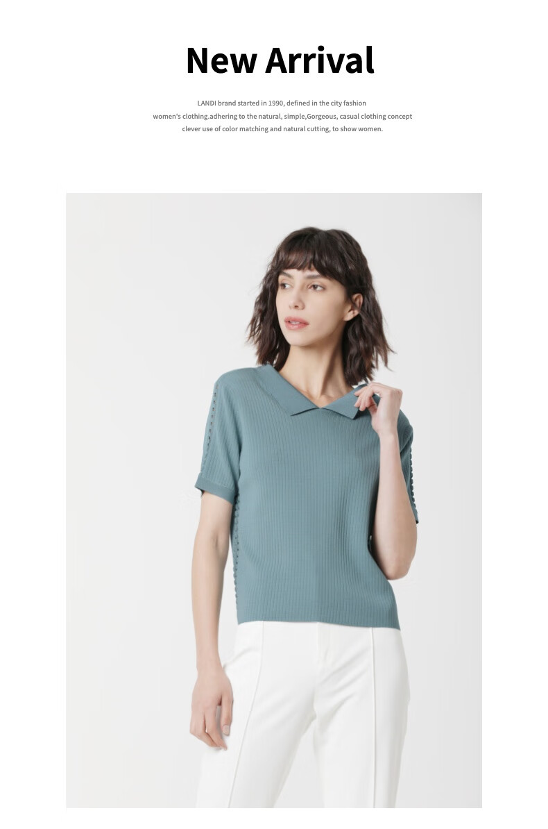 landi蓝地女装翻领两穿针织上衣小衫bluxz3110002020夏季新品浅绿色xl
