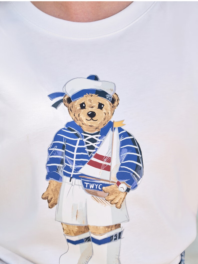 teenieweenie小熊圆领t恤短袖上衣印花白色基础款2022春夏新款女ttrw