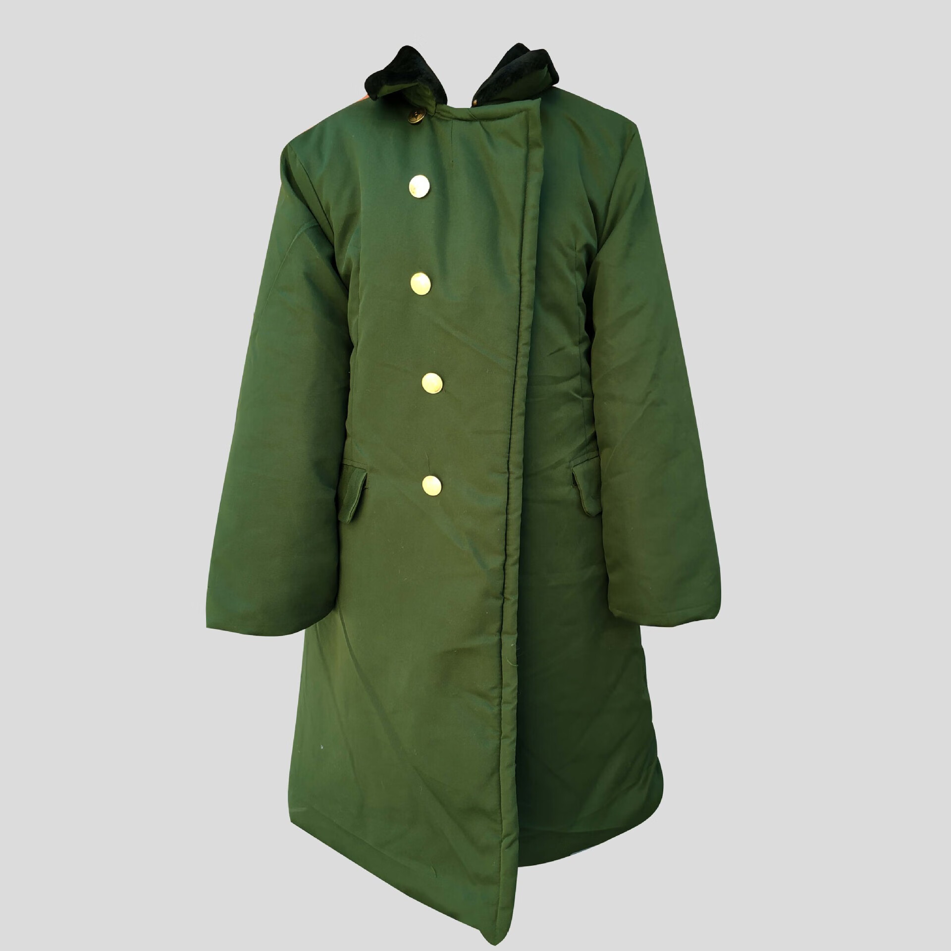 户外冬季军大衣加绒加厚男中长款棉大衣劳保保暖棉衣军绿色均码