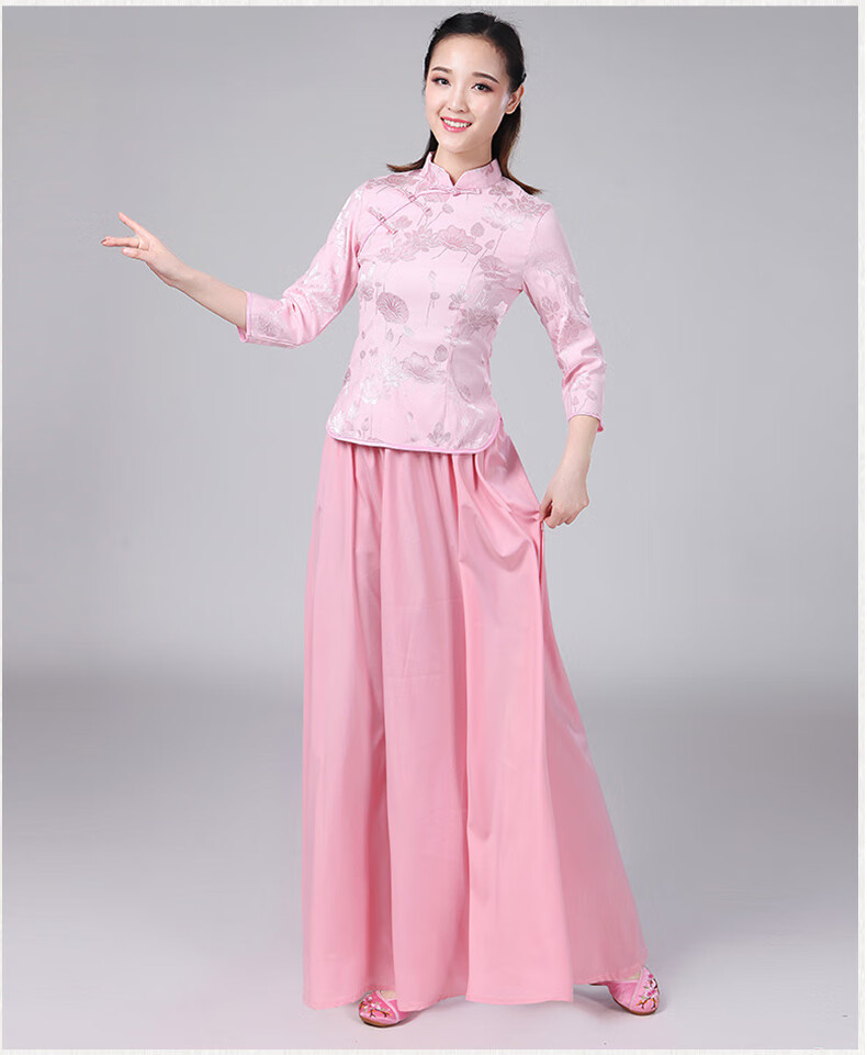 尤克达蒂翠岩唐装伴娘民国表演服影楼民国风女装唐装旗袍中式伴娘服