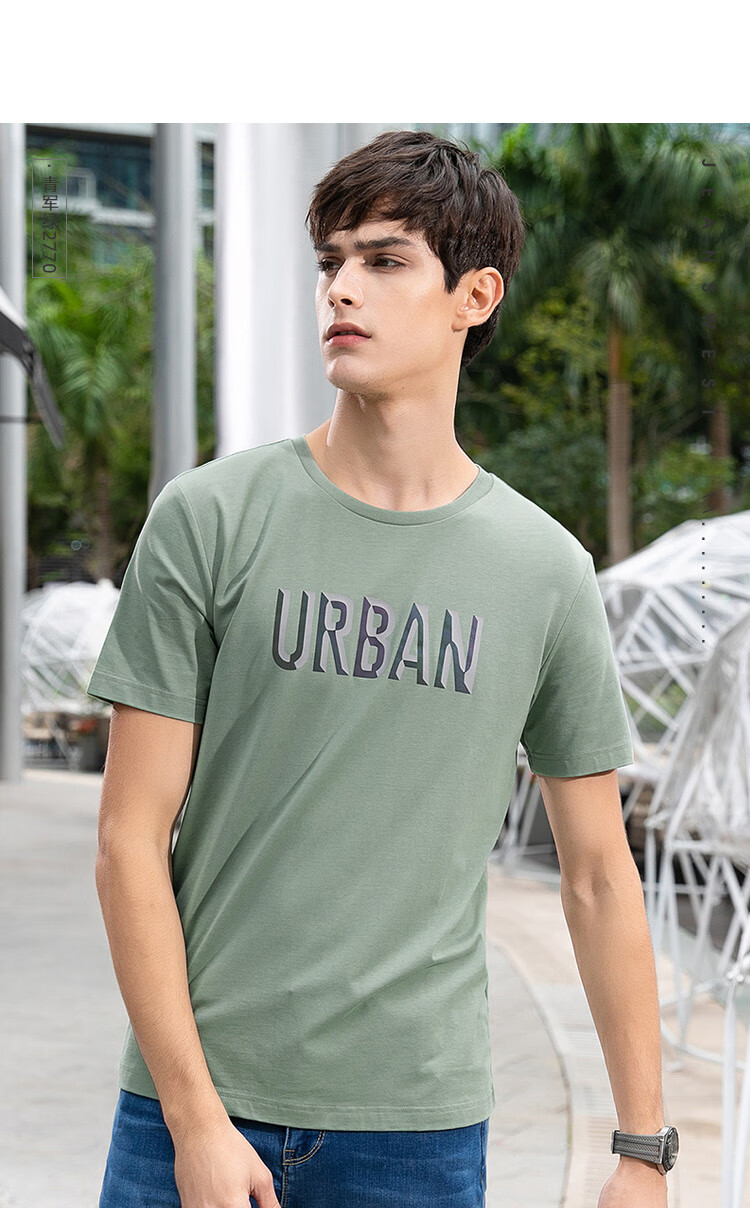 真维斯男装 夏装时尚青圆领字母印花简约休闲短袖t恤男jw 宝蓝色2680